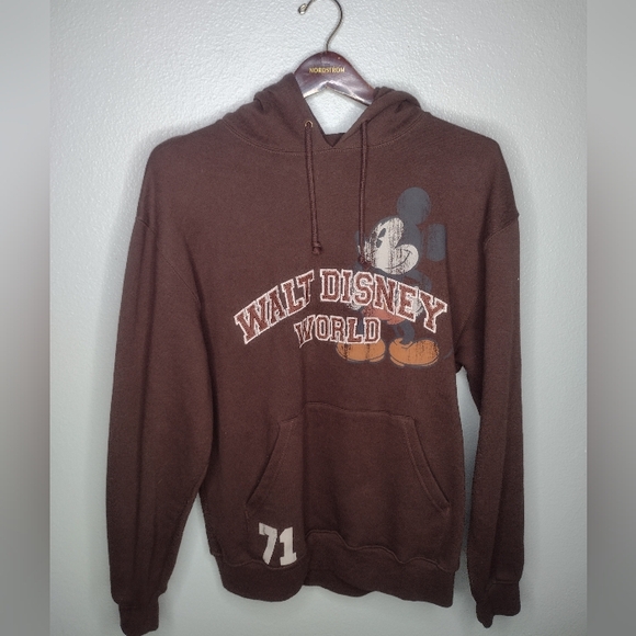 Walt Disney World Adult Hoodie Sweatshirt Size Small Brown Mickey Graphic A16 - Picture 1 of 7